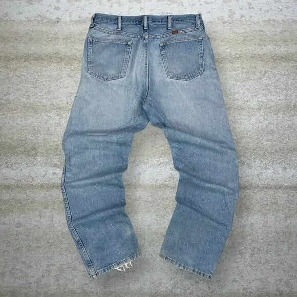 Vintage 90s Rustler Skater Jeans 34x32 Relaxed Straight Leg Fit Light Wash Denim - Picture 2 of 5